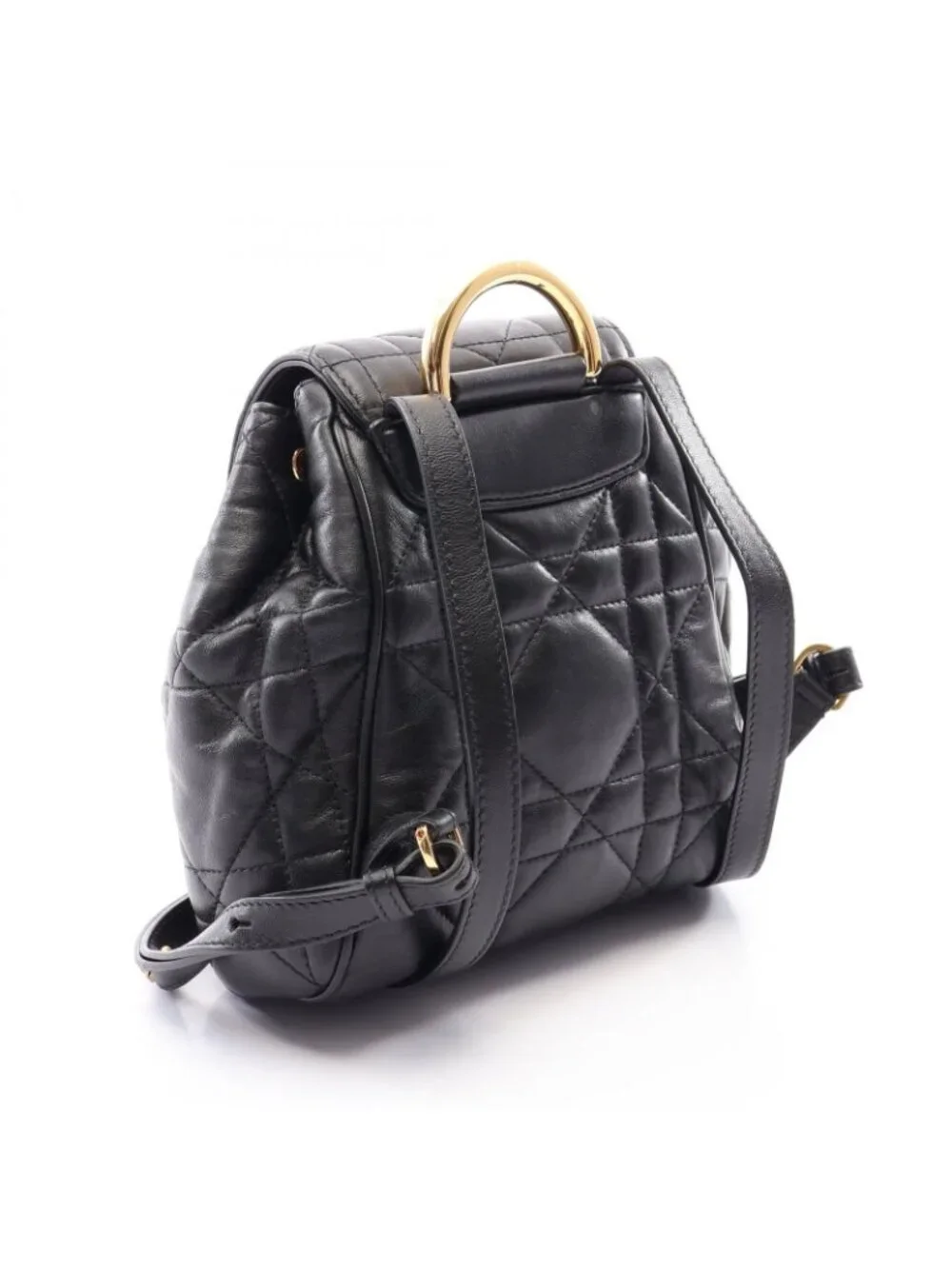Dior Backpack Caro Small Macro Cannage Black Leather